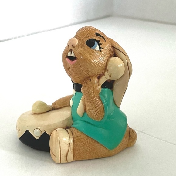 𝅺pendelfin Rabbit Figurine Bongo Turquoise Jacket Black Drum - Picture 4 of 6